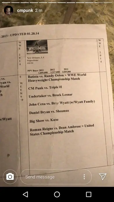 Look Cm Punk Posts Original Wrestlemania 30 Card Reveals Major Storyline Change Wrestlingrumors Net